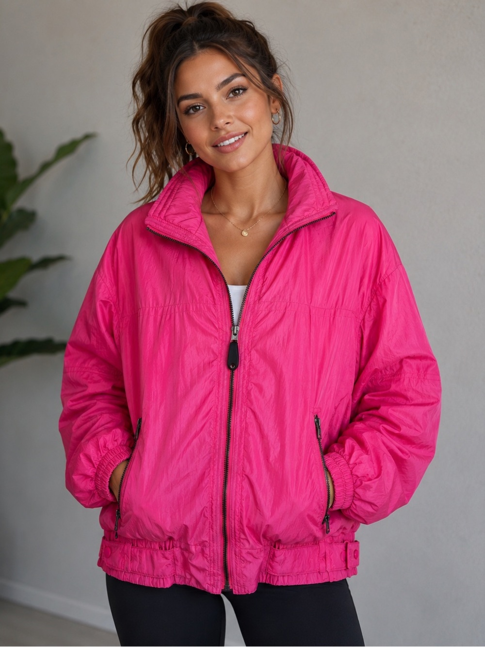 Kaelin Ski brand Women's Hot Pink Zip-Up Ski Jacket Sz L /12